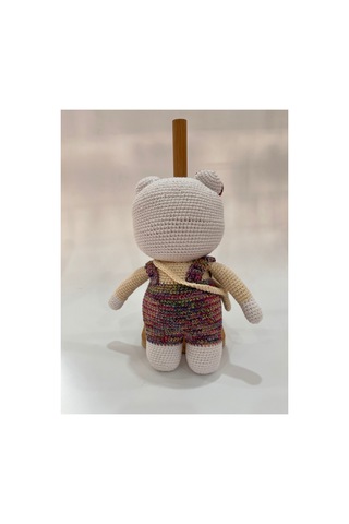 El Yapımı Amigurumi Kedi Örgü Oyuncak Bebek Tığ İşi 24 Cm Sevimli Hediye Çok Renkli