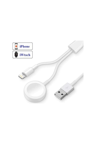 Ally 2In1 Iwatch 1-2-3-4 Wireless Şarj- Iphone Usb Şarj Kablosu (371596448)-Beyaz