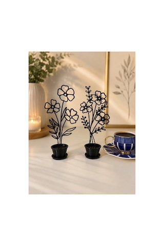 Minimalist Line Art Çiçek Saksı Dekoru 2 Li Set 3d Baskı