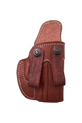 Canik Mete Mc9 İçin Uygun Kahverengi Kemer İçi Çıtçıtlı Gerçek Deri Silah Kılıfı