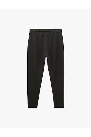 Koton Fermuarlı Cepli Beli Bağcıklı Paçası Lastikli Jogger Spor Eşofman Altı Siyah 7wam40010nk