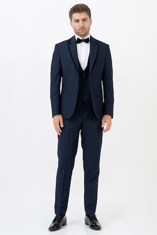 White Stone Amsterdam D0115 Slim Fit 6 Drop Şal Yaka Damatlık Takım Elbise K.Laci - 52 Koyu Lacivert