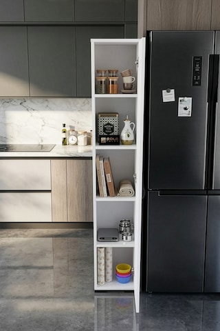 Banyo Dolabı Dar Boy Dolap Raflı Kapaklı Çok Amaçlı Organizer 5 Katlı 266 Beyaz
