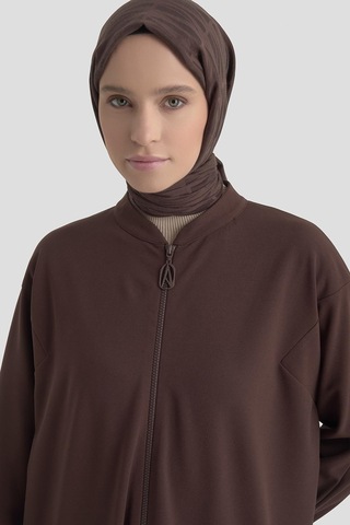 Armine Trend Kolları Ribanalı Boydan Fermuarlı Cepli Giy Çık Kahverengi 25kt557 Kahverengi