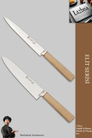 Elite Serisi Mutfak Bıçak Seti 2 Li Et Sebze Şef Bıçak Mft-42346 Ceviz