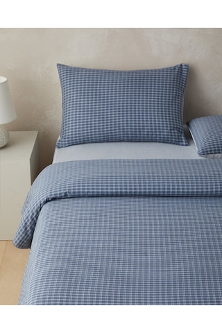 English Home Pincheck İpliği Boyalı Çift Kişilik Çarşaflı Nevresim Takımı 200x220 Cm Mavi Mavi