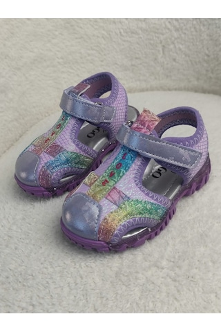 Muggo Slyvester Günlük Önü Kapalı Cırtlı Unisex Çocuk Sandalet Lila