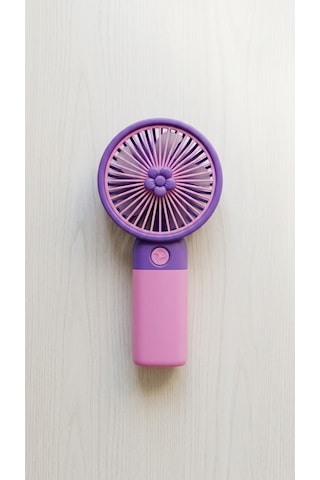 Mini El Fanı Figürlü Mor Pembe Kompakt Tasarımlı,usb Şarjlı Güçlü Taşınabilir Vantilatör Fan-pl103mp