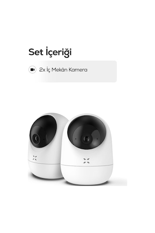 Xenon Smart Ev Kamerası 2 Li Set Wifi, 2304p, Mobil Kontrol, Sesli, 360 Ptz, Gece Görüş, İç Mekan Kamera
