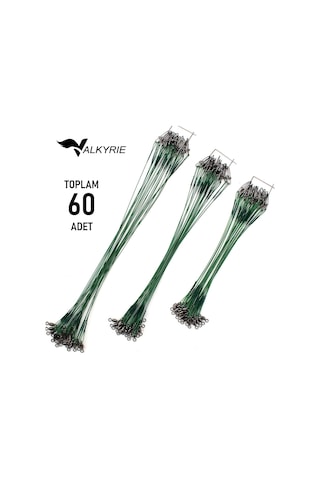 Valkyrie 60 Adet Çelik Fishing Leader Seti Paslanmaz Çelik Olta Halatı Lider Teli 3 Boy Karışık