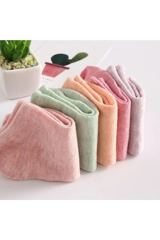 Kadın Karışık Soft Renkli Koton Patik Çorap 10 Çift 36-40 Çok Renkli