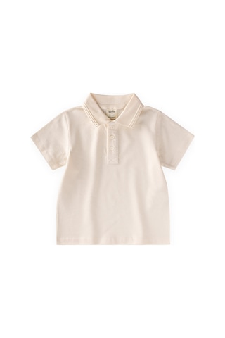 Cigit Kabartmalı Polo Yaka T-shirt 2-10 Yaş Ekru