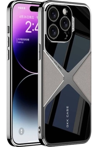 Apple Uyumlu iPhone 15 Pro Kılıf Ultra İnce Kamera Korumalı Pc + Deri Arka Yüzey Zore X-pro Kapak Titanyum-Gri