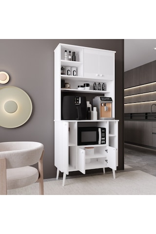 Melura Kahve Köşesi 90 Cm %100 Mdf Çok Amaçlı Dolap Beyaz