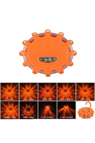 9 Mod Araç İş Makinesi Kamyon Acil Durum İkaz Lambası +fener Öze