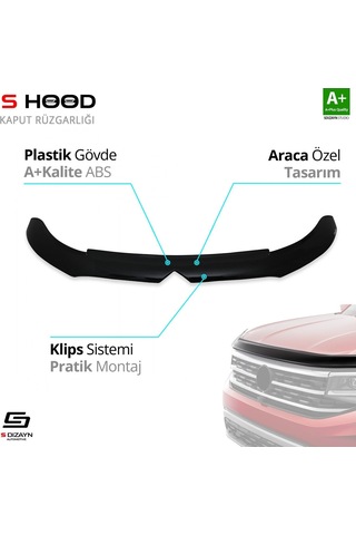 S-dizayn Citroen C-c-elysee Abs Plastik Kaput Rüzgarlığı 2013 Üzeri A+kalite