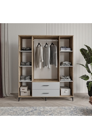 Afilliurla 4 Kapaklı 2 Çekmeceli Gardrop Tamamı Mdf Atlas Çam...