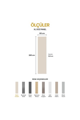 Vilo Mpc Xl Düz Duvar Paneli Satin Cream 265cm Yapıştırmalı Montaj - Neme Ve Darbeye Dayanıklı