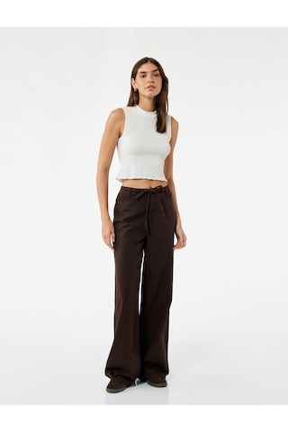 Koton Bisiklet Yaka Kolsuz Basic Crop Bluz Beyaz 5sal30341ık Beyaz