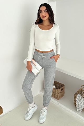 Kadın Bağcıklı Jogger Pantolon & Eşofman Altı Sportif & Enerjik Stil Gri