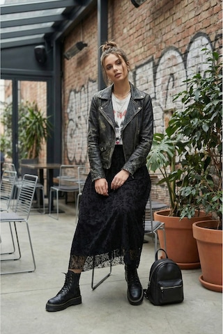 Sayzen Your Shine Çiçek Desenli Flog Etek Sy-2602 Siyah