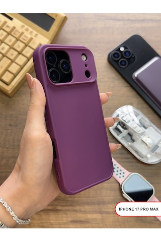 Apple iPhone 17 Pro Max Uyumlu Kamera Korumalı Darbeye Dayanıklı Renk Atmayan Keep Silikon Kılıf Mor