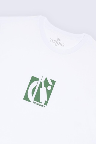 Tudors Erkek Slim Fit Dar Kesim %100 Pamuk Yumuşak Dokulu Baskılı Beyaz Bisiklet Yaka Tişört-33060 Beyaz