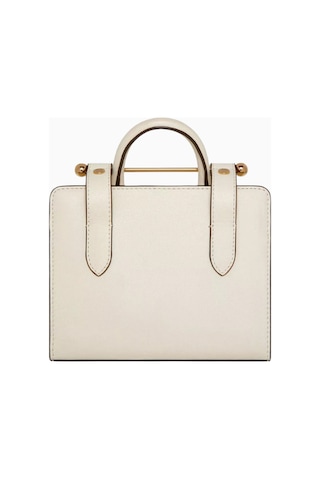 Strathberry Mini Tote Vanilla Krem Smooth Calf, Deri Lüks El Ve Omuz Çanta Omuz Çantası