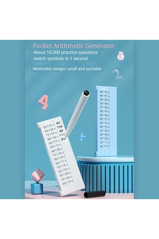 Kangvka Çocuklar İçin Matematik Soruları Üretici Tahtası - 1-200 Arithmetic Karışık İşlemler 14280 Soru - Sarı + 2 Beyaz Tahta Kalemi + Silgi Kumaşı + Depolama Çantası Çok Renkli