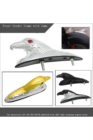 Novahub Süsleme Ön Motosiklet Krom Kırmızı Kartal Işıklı Göz Çamurlu Başkanı Altın Sb Altın