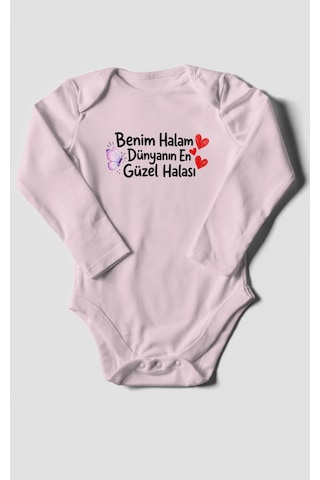 Morivokids Benim Halam Dünyanın En Güzel Halası Uzun Kollu Çıtçıtlı Bebek Body Bebe Pembe