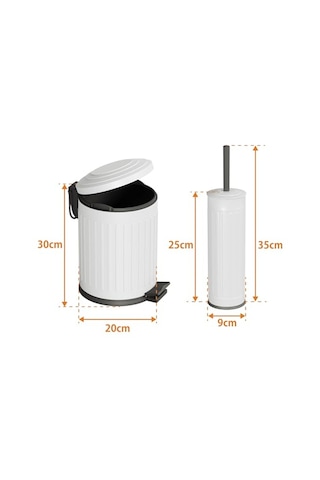 Midas Klozet Fırçası + Çöp Kovası 5 Lt -2 Parça Set, Mat Beyaz 35.22.89.01.04 Diğer