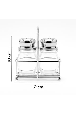 Porsima Pbt-568 2li Metal Standlı Akrilik Tuzluk Biberlik Seti Şeffaf