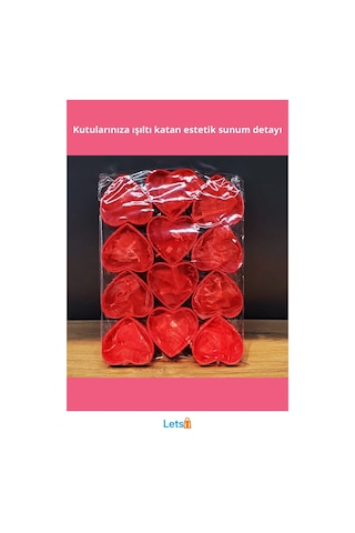 Şık Kırmızı Kalpli Tül Kese Hediyelik Ve Süsleme 16 Cm
