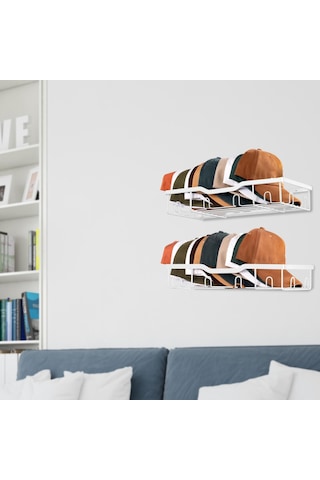 Homyl 2x Duvara Monte Şapka Askıları Metal Beyzbol Şapkaları Beyaz