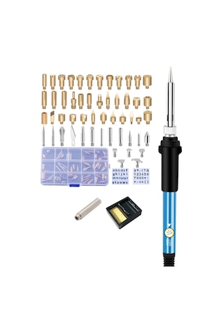 60W Ahşap Yakma ve Oyma Seti – Kalem Tipi Havya + 55 Uçlu Profesyonel Uç Koleksiyonu