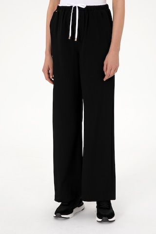 U.S. Polo Assn. Kadın Siyah Bel Detaylı Loose Fit Kanvas Pantolon 50309118-VR046