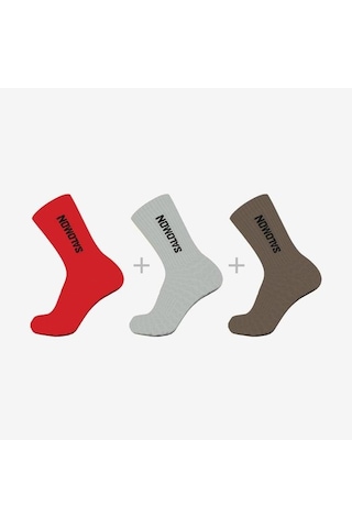 Salomon Everyday Crew 3-pack Çorap-27410 Kırmızı-gri-kahve
