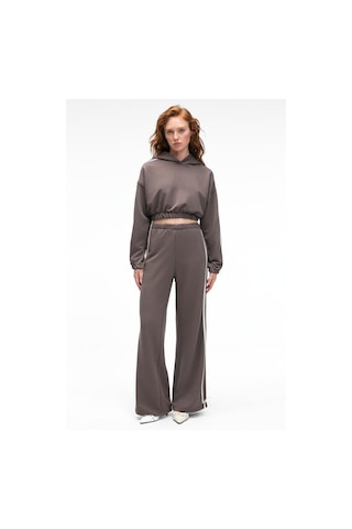 ETHIQUET NYRE A Kadın Oversize Yanları Cepli Yan Şeritli Rahat Kesim Antrasit Eşofman Altı