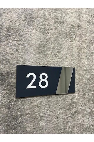 Side Serisi Anrasit Parlak Pleksi Üstü Silver Dekor Kapı Numarası