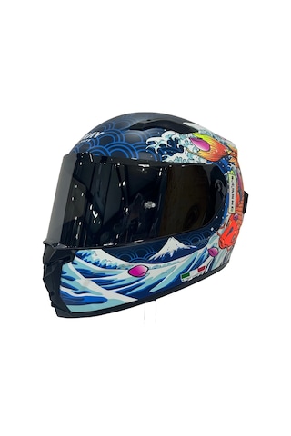 Sway Kapalı Sw 820 Dakar 5 Motosiklet Kaskı Mavi Turuncu