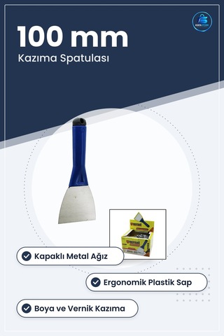 Yassı Keski Metal Kazıma Spatulası 100 Mm Kapaklı Plastik Saplı N