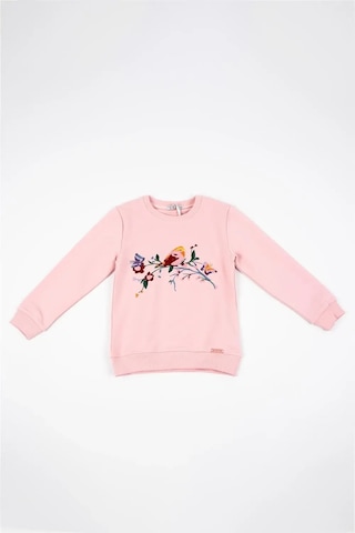 Kız Bebek Pembe Uzun Kollu Kuş Nakış Detaylı Kışlık Sweatshirt Pembe