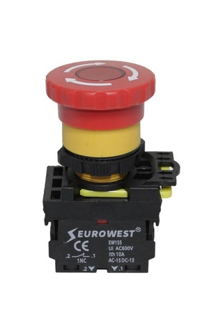 EUROWEST Ew-55-01Zfd Led Işıklı Acil Stop Butonu (220V)