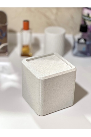 Modern Masaüstü Çöp Kutusu-mutfak-ofis-banyo -açılır Kapanır-mermer Beyaz-12,5x12cm Mermer