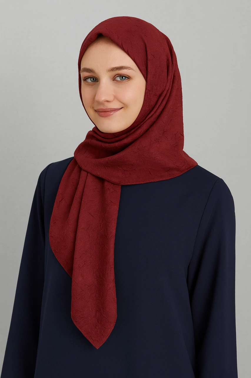 Bambu Kraş Eşarp 100x100 Cm Terletmez, Tok Ve Dik Duran, Dört Mevsim Kullanıma Uygun Bordo