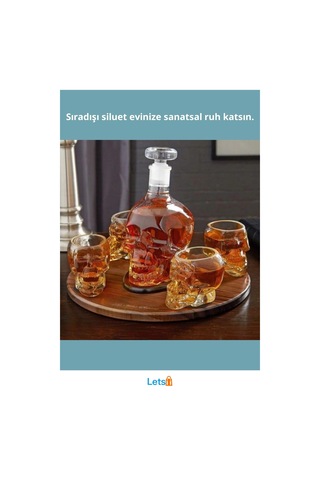 El Yapımı Kuru Kafa Cam Şişe 350 Ml Estetik Tasarım 1 Adet