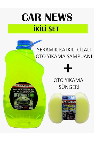 Car News Seramik Katkılı Cilalı Oto Yıkama Şampuanı 4 Lt Ve Oto Yıkama Süngeri