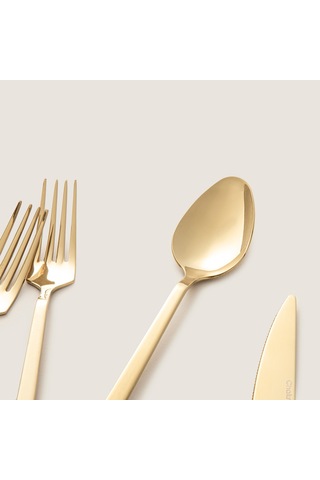 Destina 18 Parça Yemek Çatal Kaşık Bıçak Seti Parlak Gold