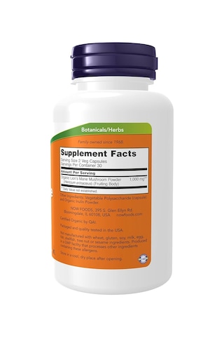 Now Foods, Lion's Mane Aslan Yelesi ı 500 Mg, 60 Veggie